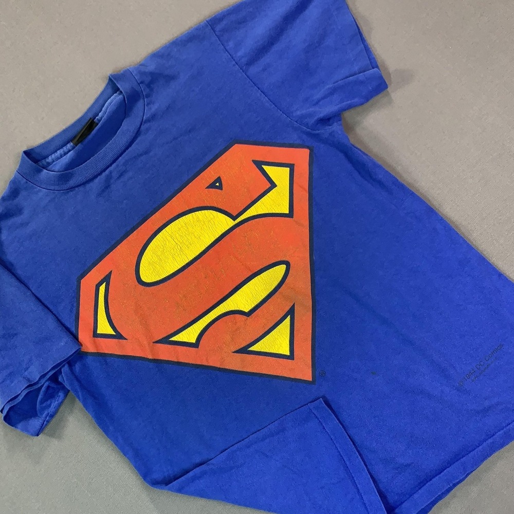 VTG Superman Shirt Men SM Blue Logo Graphic Tee DC Comics 1994 Changes SGL STCH